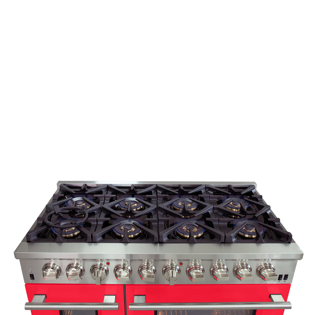 Forno Capriasca 48" Dual Fuel Range Stainless Steel with 8 Brass Burners, 160,000 BTU