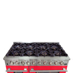 Forno Capriasca 48" Dual Fuel Range Stainless Steel with 8 Brass Burners, 160,000 BTU