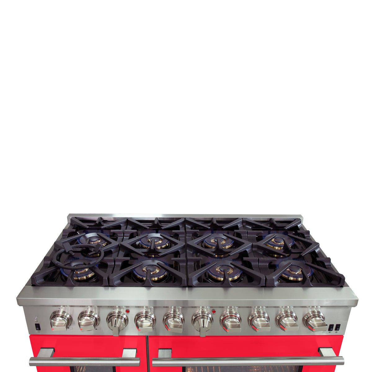 Forno Capriasca 48" Dual Fuel Range Stainless Steel with 8 Brass Burners, 160,000 BTU