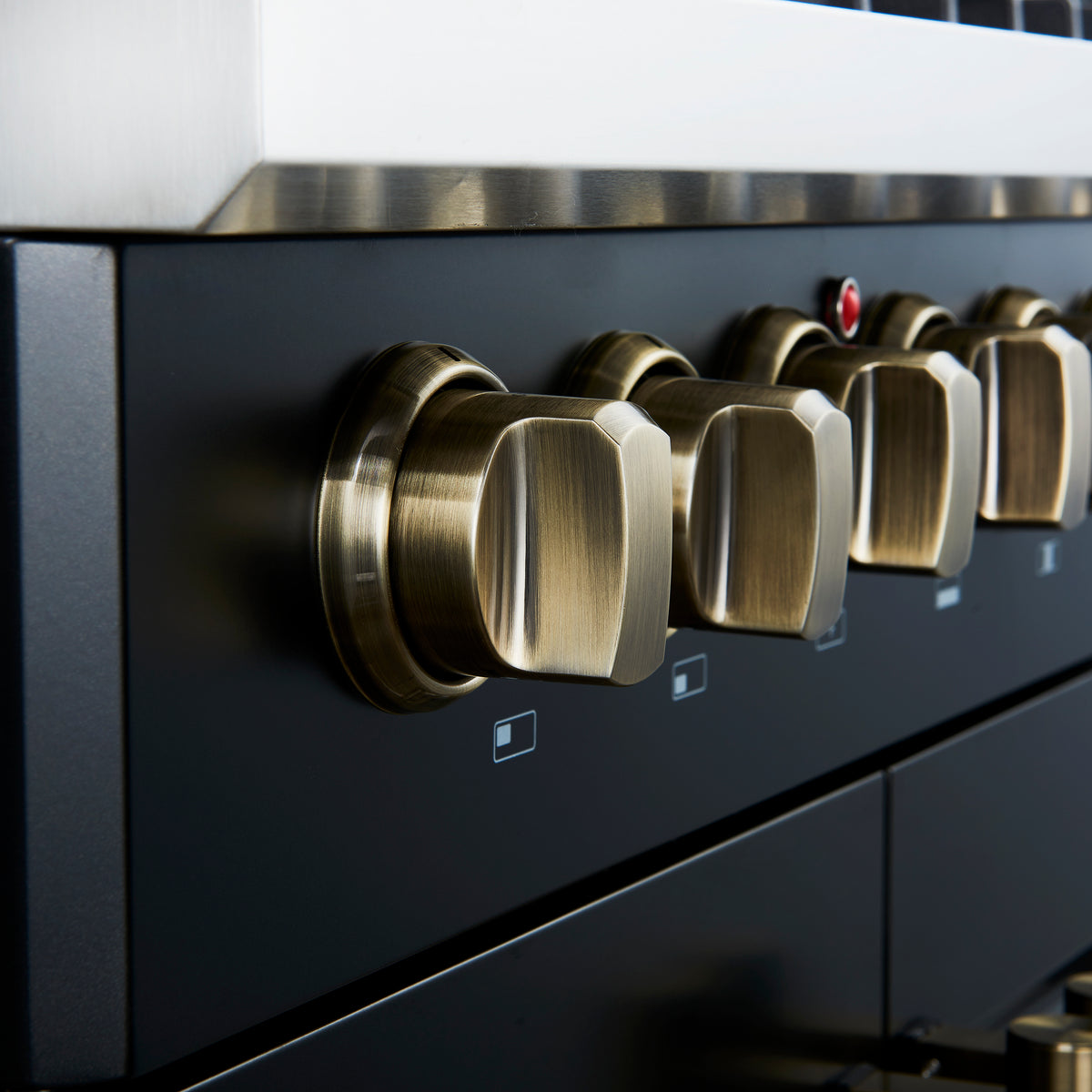 Forno Galiano 30" French Door Dual Fuel Range in Black & Antique Brass Design, 5 Sealed Burners 68,000 BTU