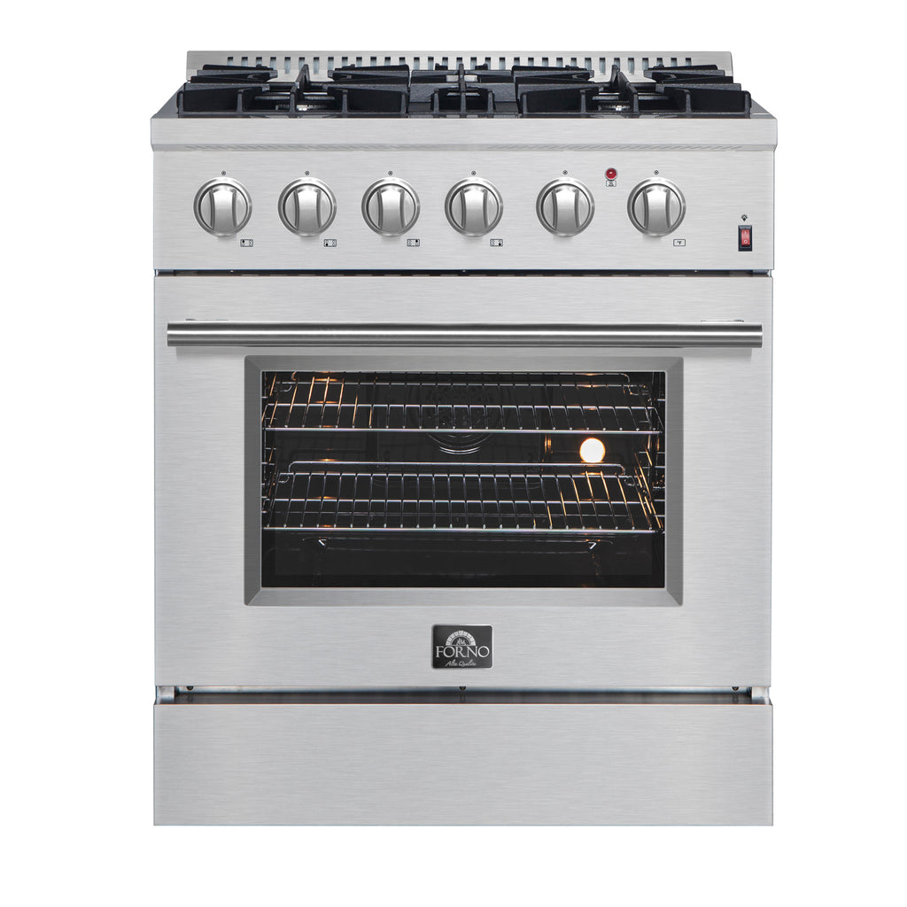 Forno Marco 30" Dual Fuel Range Stainless Steel, 4 Sealed Burners - 37,000 BTU