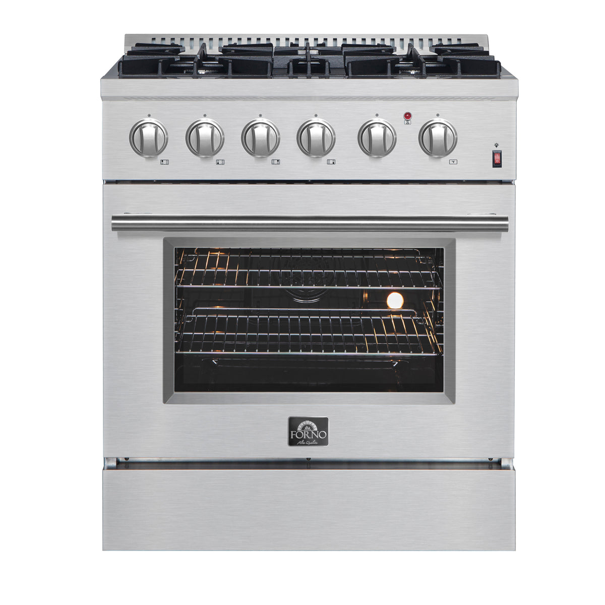 Forno Marco 30" Dual Fuel Range Stainless Steel, 4 Sealed Burners - 37,000 BTU