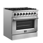 Forno Marco 36" Dual Fuel Range Stainless Steel, 6 Sealed Burners - 67,000 BTU