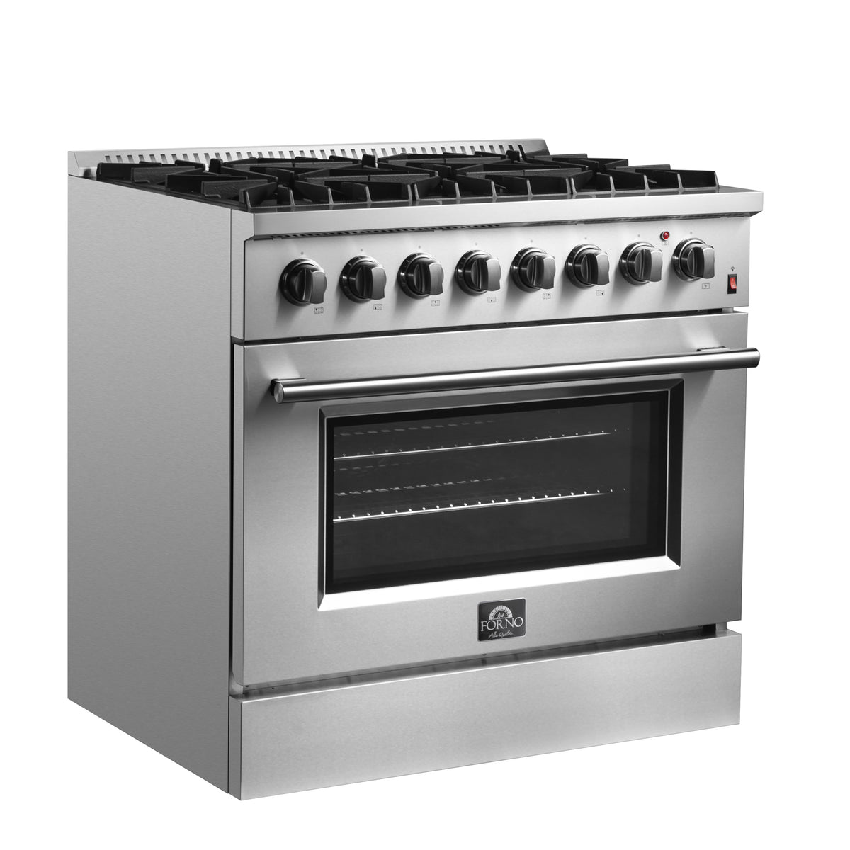 Forno Marco 36" Dual Fuel Range Stainless Steel, 6 Sealed Burners - 67,000 BTU