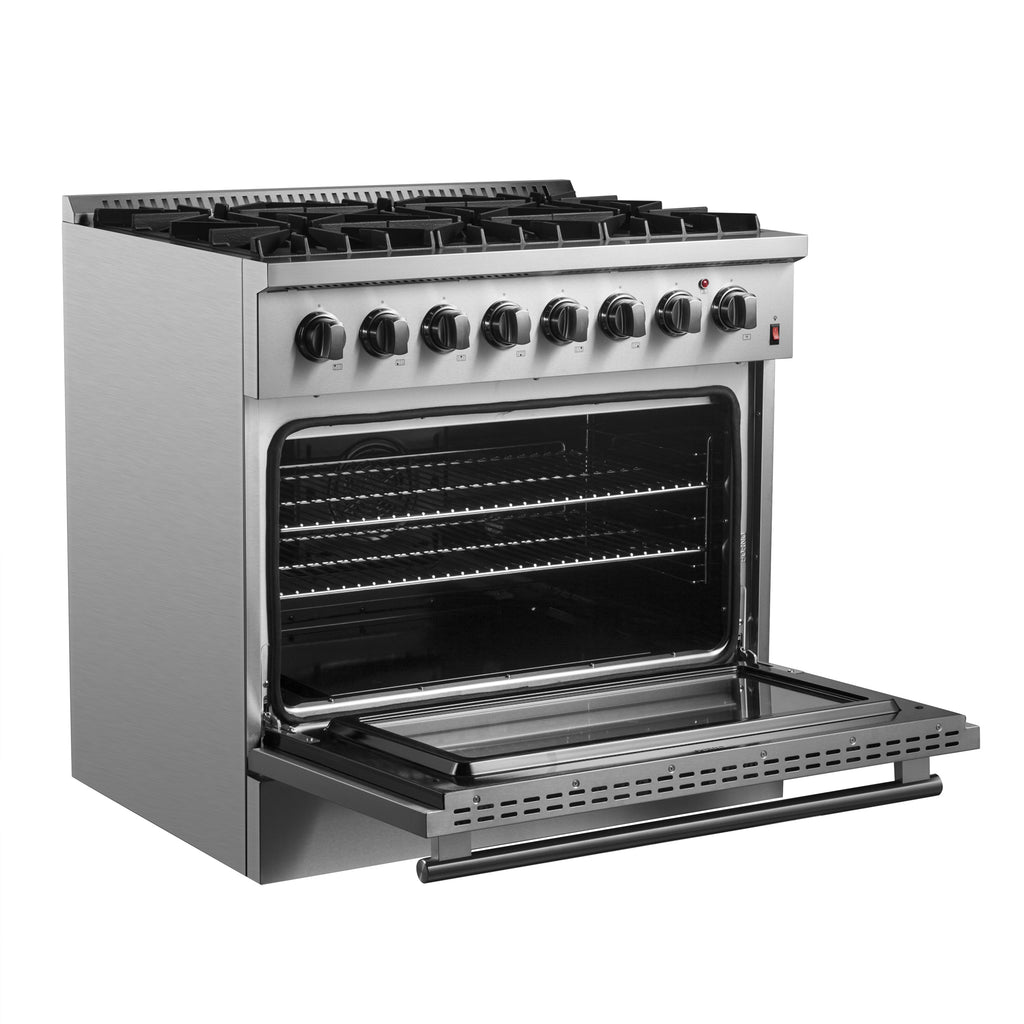 Forno Marco 36" Dual Fuel Range Stainless Steel, 6 Sealed Burners - 67,000 BTU
