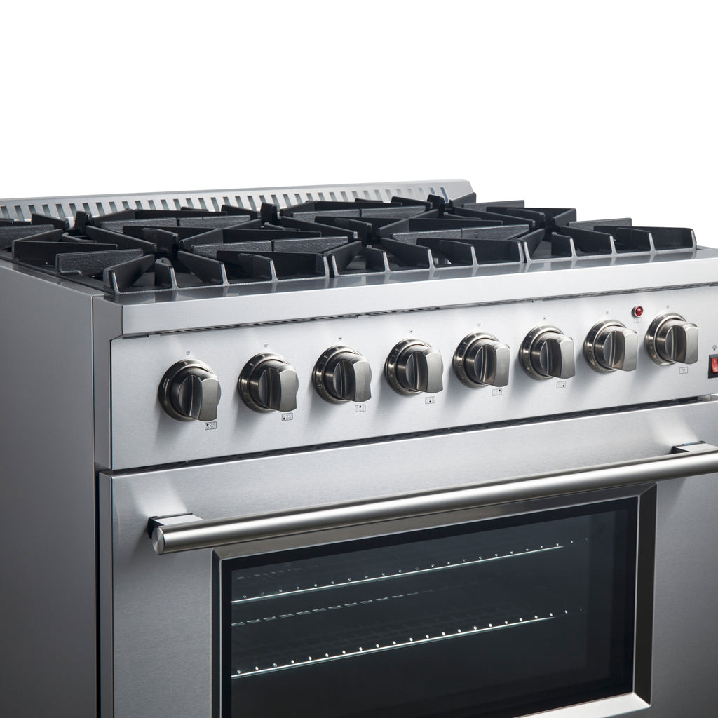 Forno Marco 36" Dual Fuel Range Stainless Steel, 6 Sealed Burners - 67,000 BTU