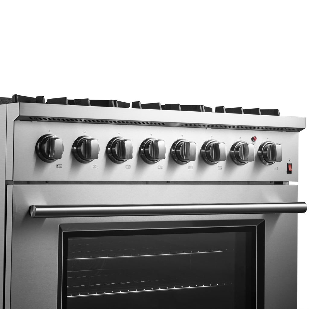 Forno Marco 36" Dual Fuel Range Stainless Steel, 6 Sealed Burners - 67,000 BTU