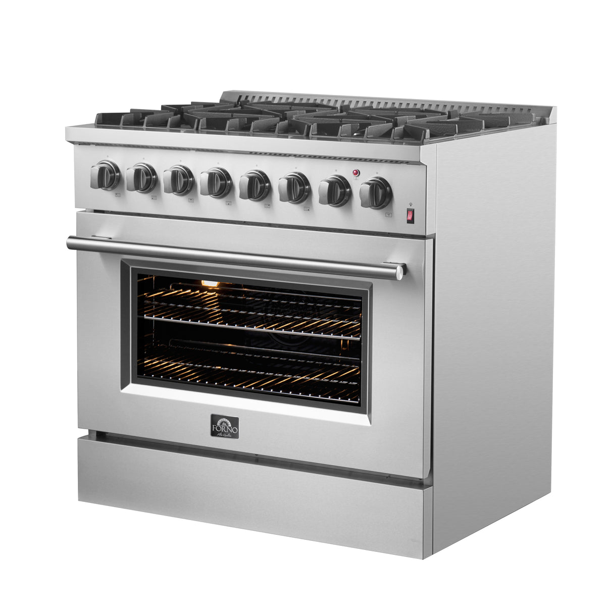 Forno Marco 36" Dual Fuel Range Stainless Steel, 6 Sealed Burners - 67,000 BTU