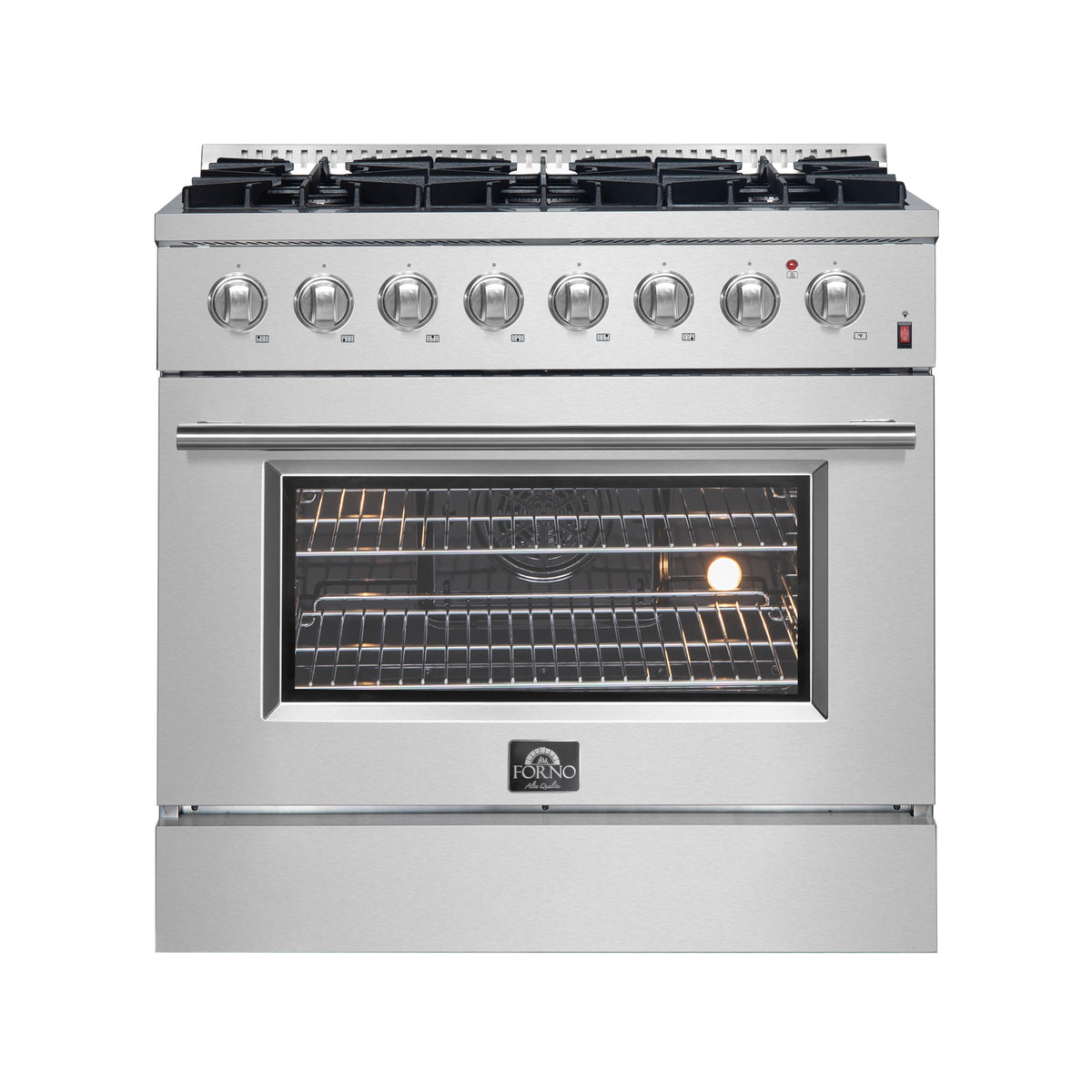 Forno Marco 36" Dual Fuel Range Stainless Steel, 6 Sealed Burners - 67,000 BTU