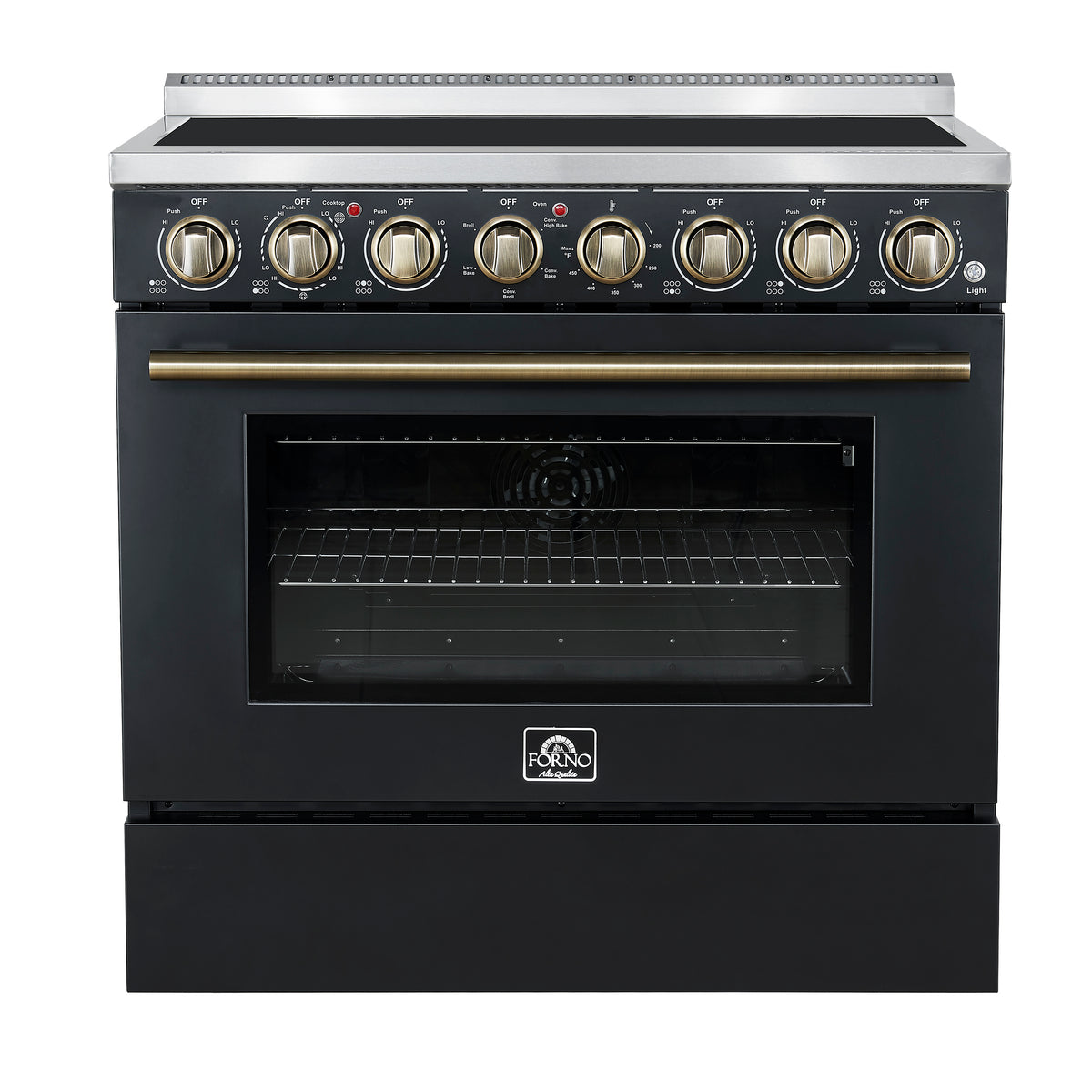 Forno Paolo 36" Black Freestanding Electric Range, Stainless Steel, 5.44 cu.ft., True Convection Oven