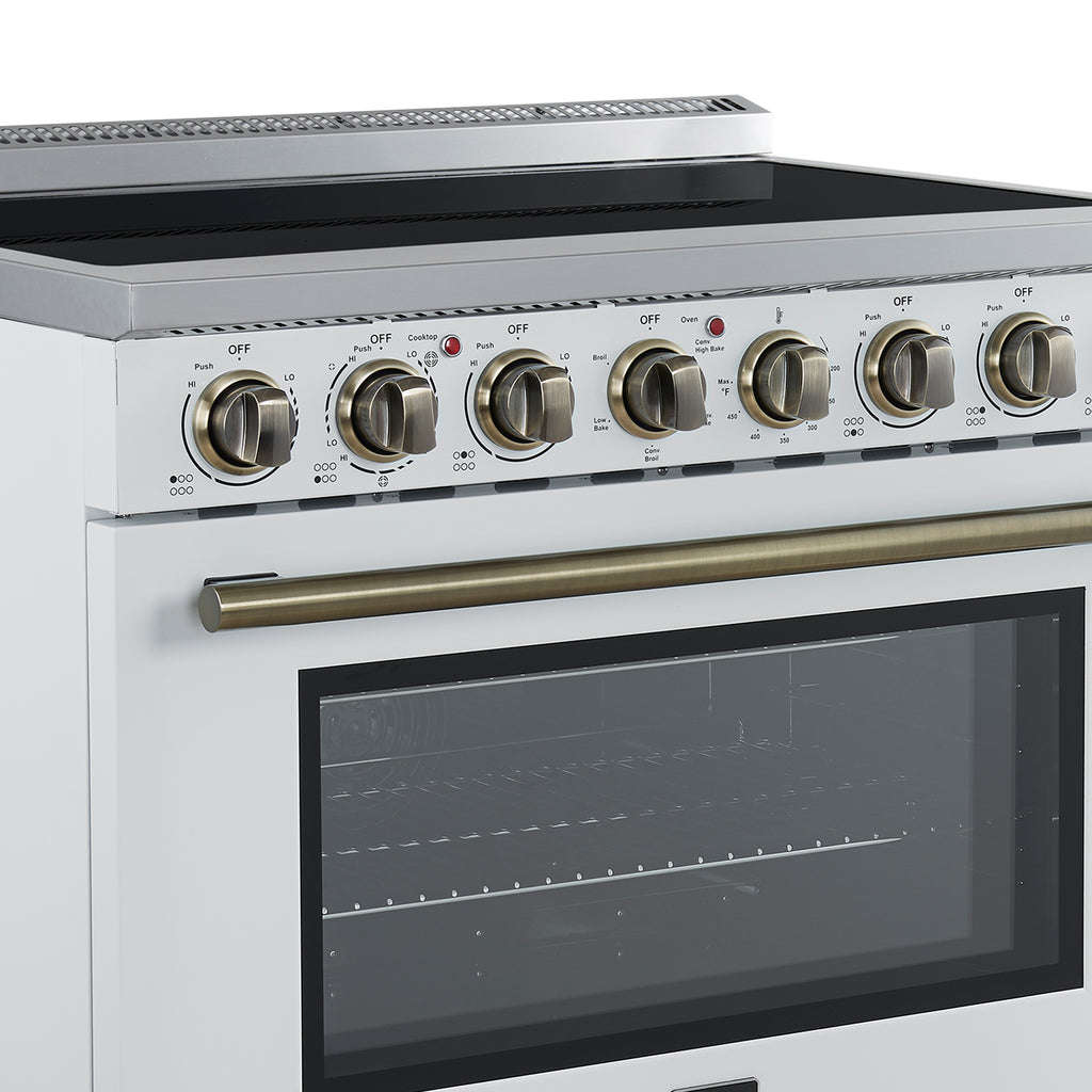 Forno Paolo 36" White Freestanding Electric Range, Stainless Steel, 5.44 cu.ft., True Convection Oven