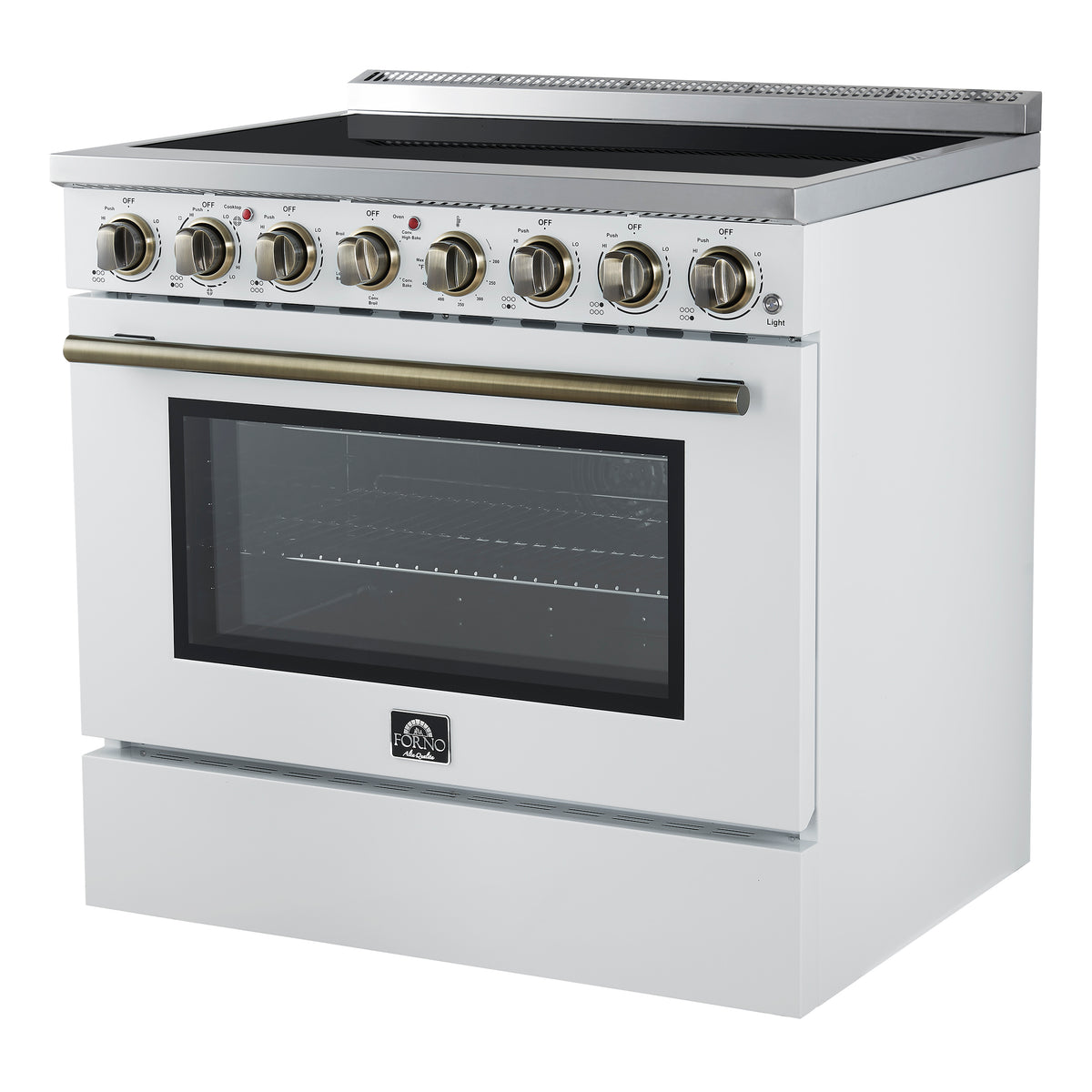 Forno Paolo 36" White Freestanding Electric Range, Stainless Steel, 5.44 cu.ft., True Convection Oven