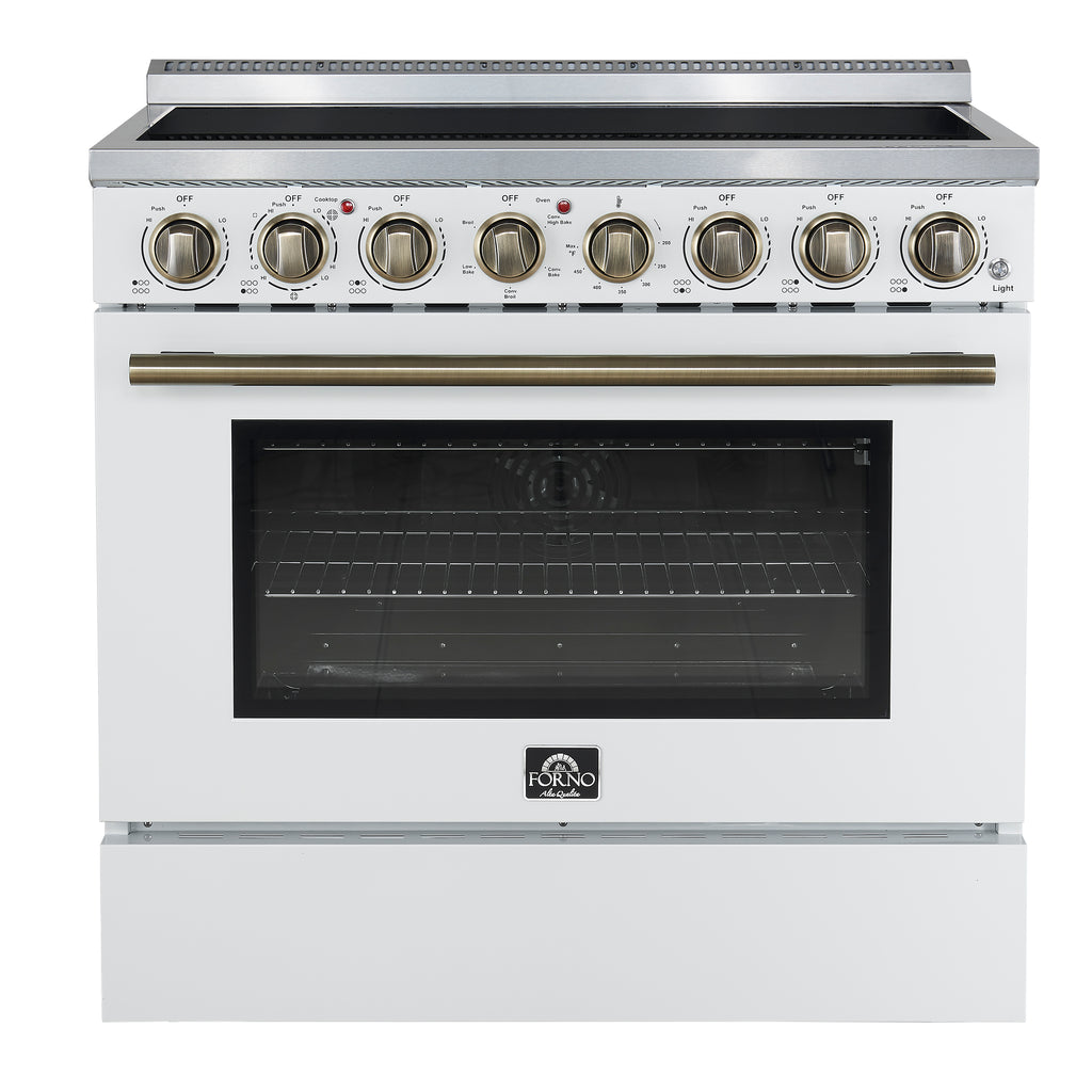 Forno Paolo 36" White Freestanding Electric Range, Stainless Steel, 5.44 cu.ft., True Convection Oven