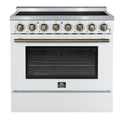 Forno Paolo 36" White Freestanding Electric Range, Stainless Steel, 5.44 cu.ft., True Convection Oven