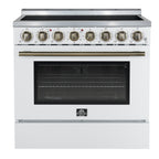 Forno Paolo 36" White Freestanding Electric Range, Stainless Steel, 5.44 cu.ft., True Convection Oven