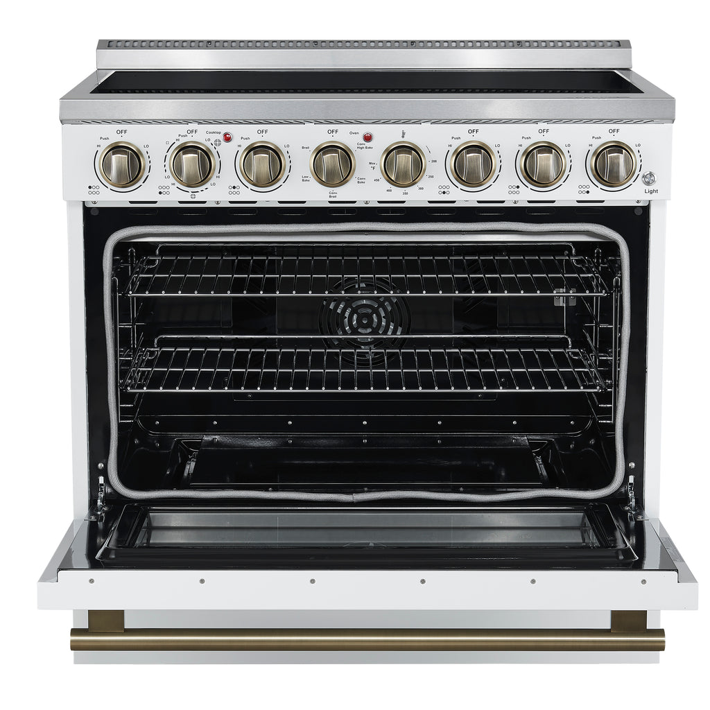 Forno Paolo 36" White Freestanding Electric Range, Stainless Steel, 5.44 cu.ft., True Convection Oven