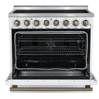 Forno Paolo 36" White Freestanding Electric Range, Stainless Steel, 5.44 cu.ft., True Convection Oven