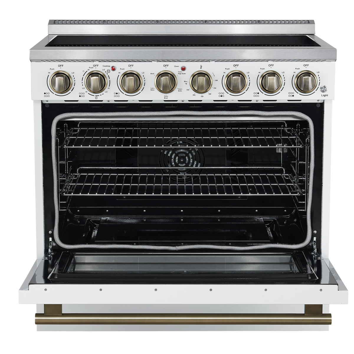 Forno Paolo 36" White Freestanding Electric Range, Stainless Steel, 5.44 cu.ft., True Convection Oven