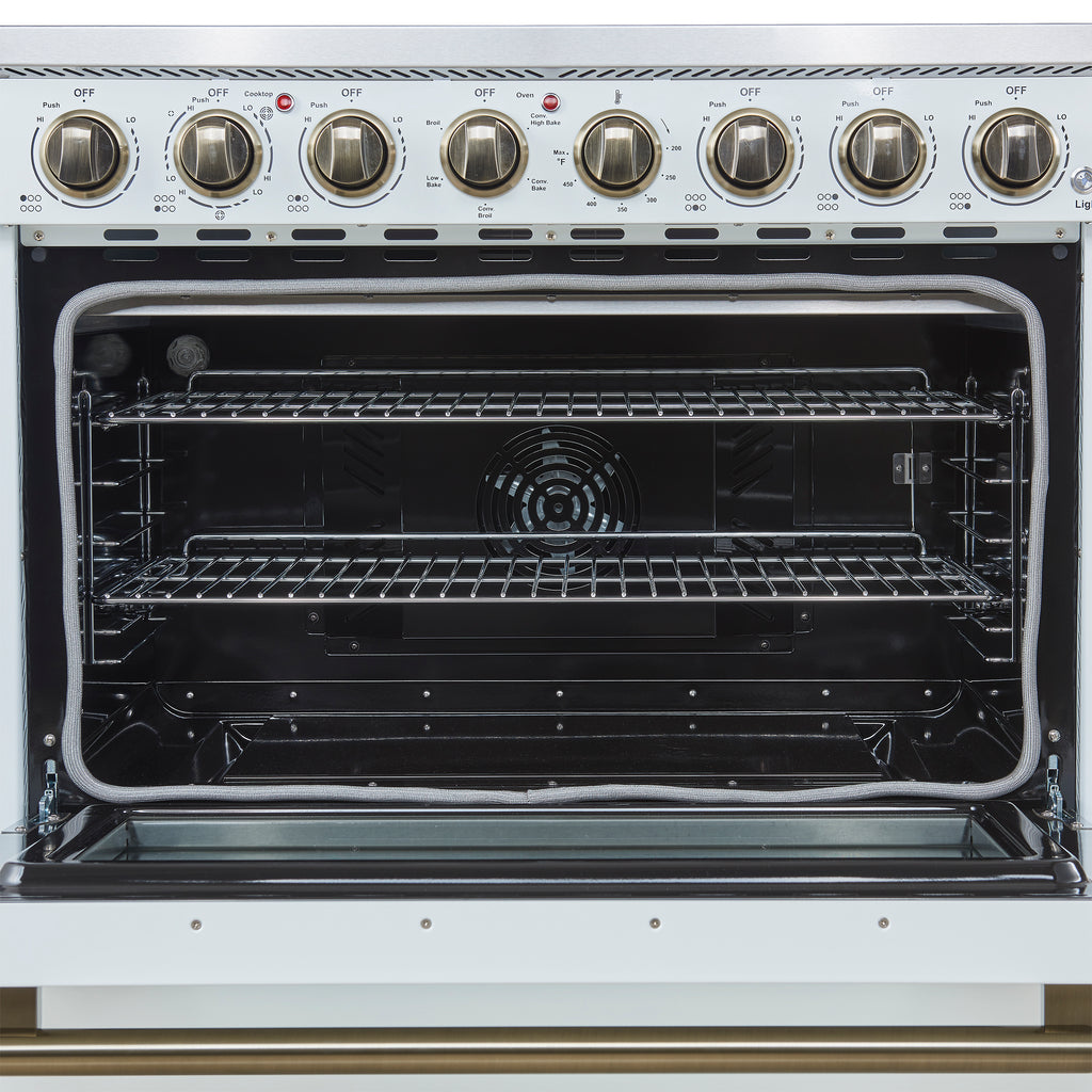 Forno Paolo 36" White Freestanding Electric Range, Stainless Steel, 5.44 cu.ft., True Convection Oven