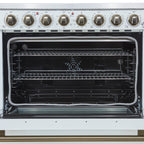 Forno Paolo 36" White Freestanding Electric Range, Stainless Steel, 5.44 cu.ft., True Convection Oven