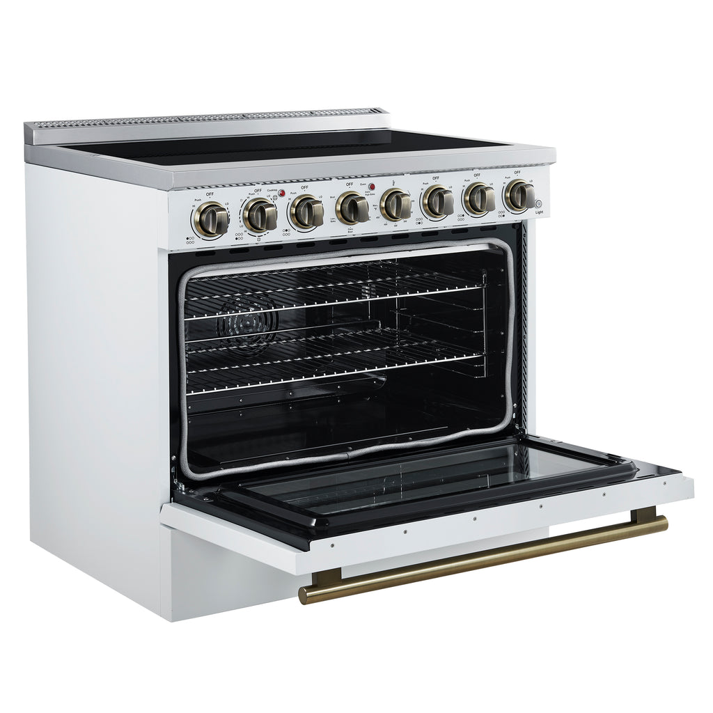 Forno Paolo 36" White Freestanding Electric Range, Stainless Steel, 5.44 cu.ft., True Convection Oven