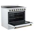 Forno Paolo 36" White Freestanding Electric Range, Stainless Steel, 5.44 cu.ft., True Convection Oven