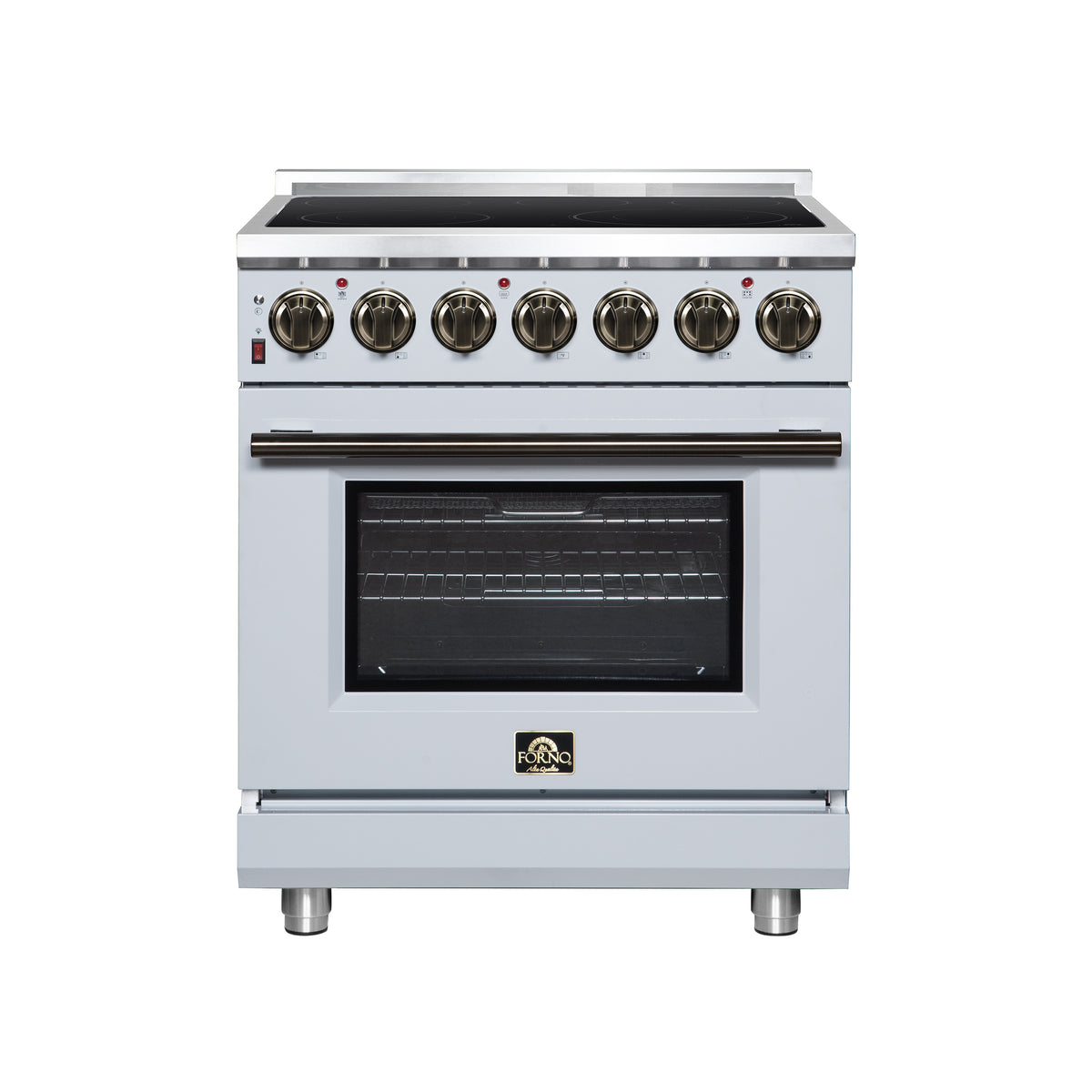 Forno Massimo 30" Freestanding Electric range, 5 radiant burners, 4.32 cf. True Convection oven, Air Fryer Kit