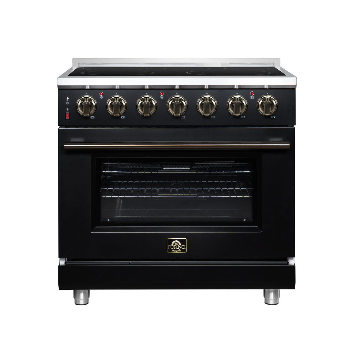 Forno Massimo 36" Freestanding Electric range, 5 radiant burners, 5.36 cf. True Convection oven, Air fryer kit