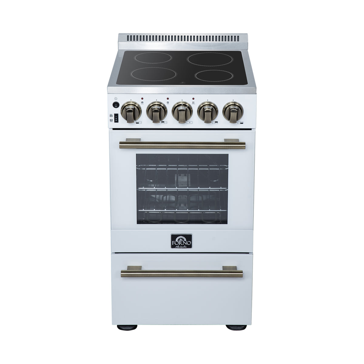 Forno Pallermo 20" Freestanding Electric Range in White, 4 Elements 6,000W Cooktop