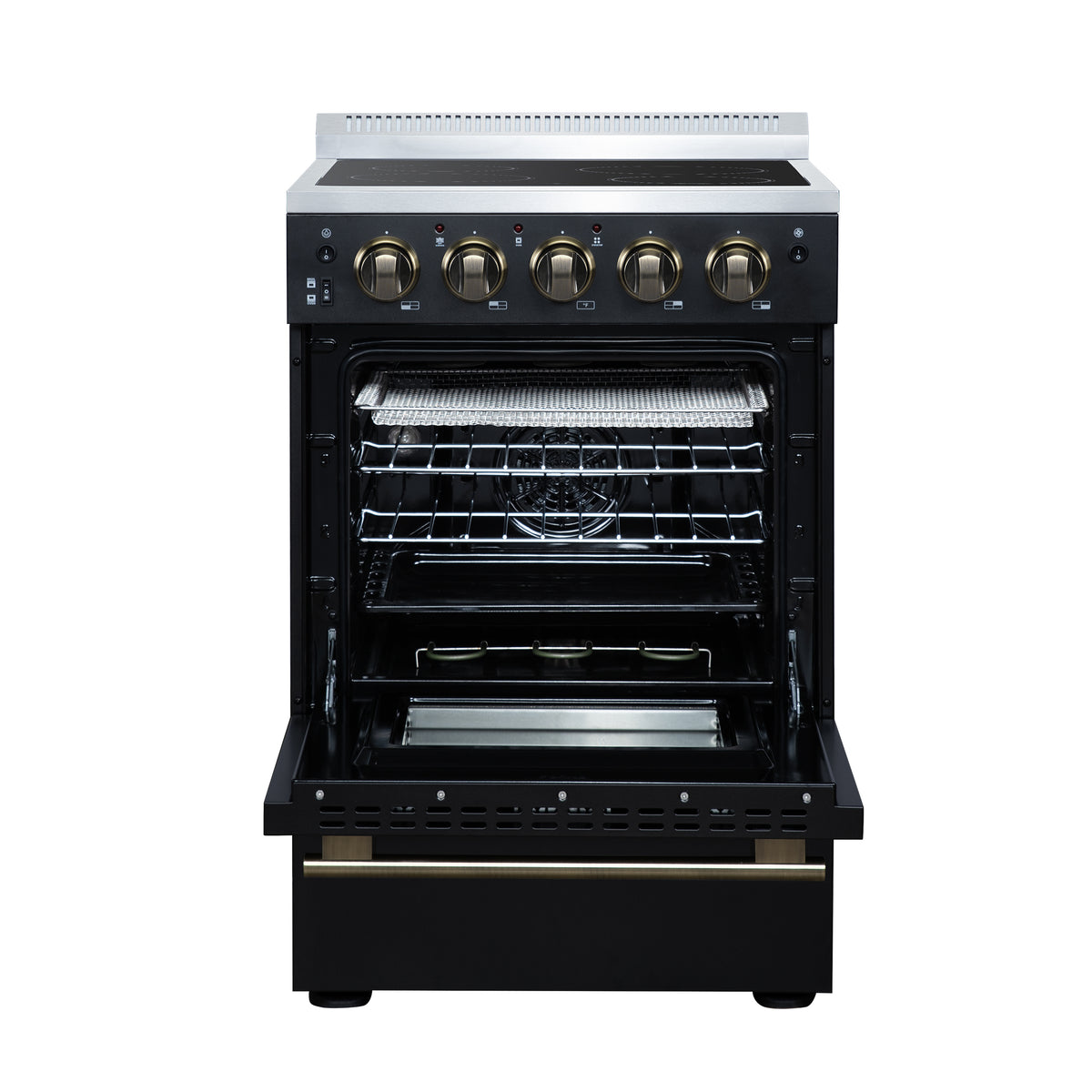 Forno Loiano 24" Freestanding Electric Range in Black, 4 Elements 6,000 W Cooktop