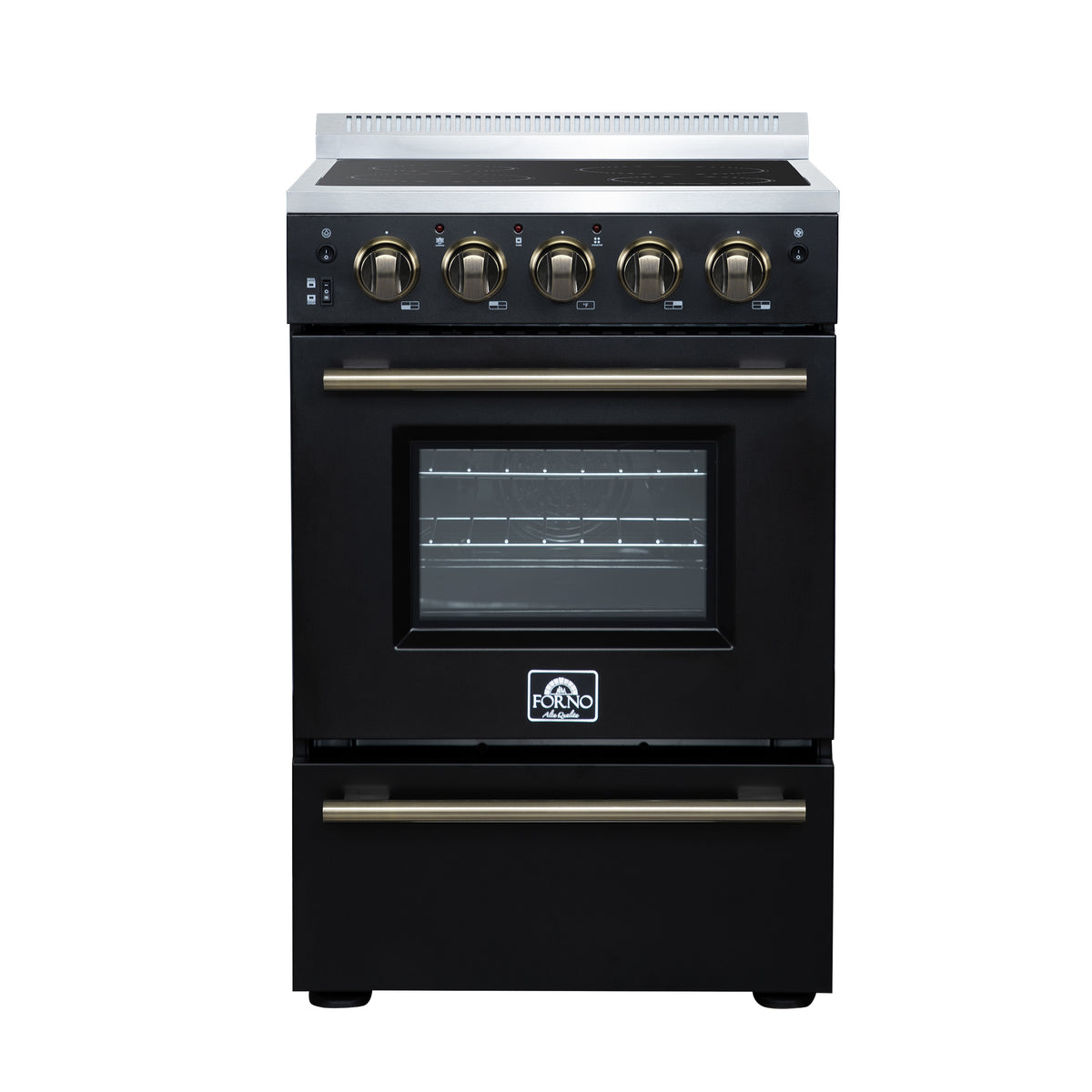 Forno Loiano 24" Freestanding Electric Range in Black, 4 Elements 6,000 W Cooktop