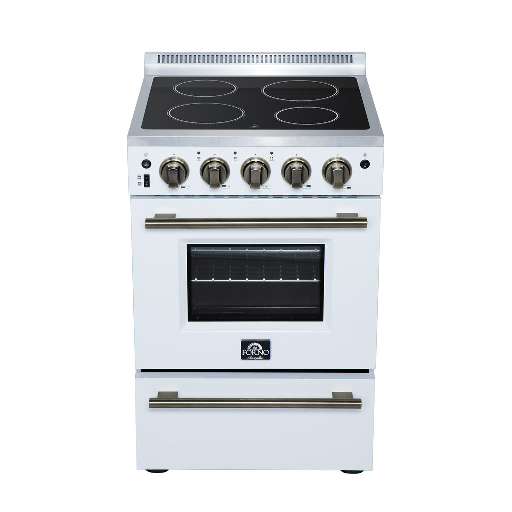 Forno Loiano 24" Freestanding Electric Range in White, 4 Elements 6,000 W Cooktop