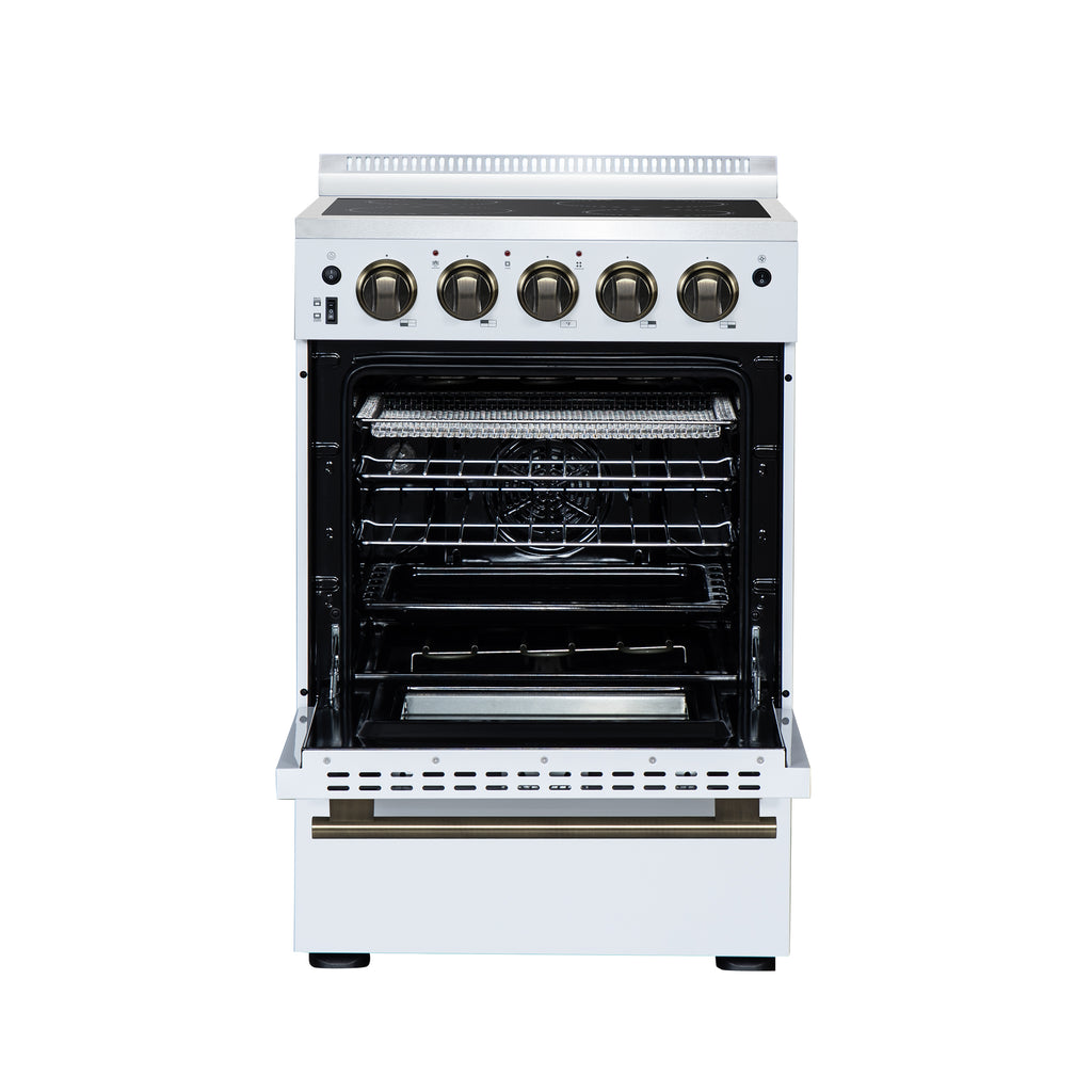 Forno Loiano 24" Freestanding Electric Range in White, 4 Elements 6,000 W Cooktop
