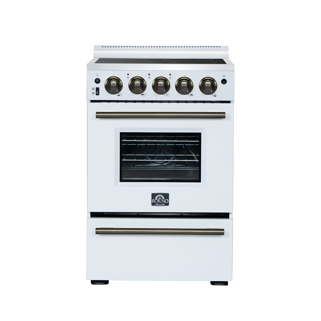 Forno Loiano 24" Freestanding Electric Range in White, 4 Elements 6,000 W Cooktop