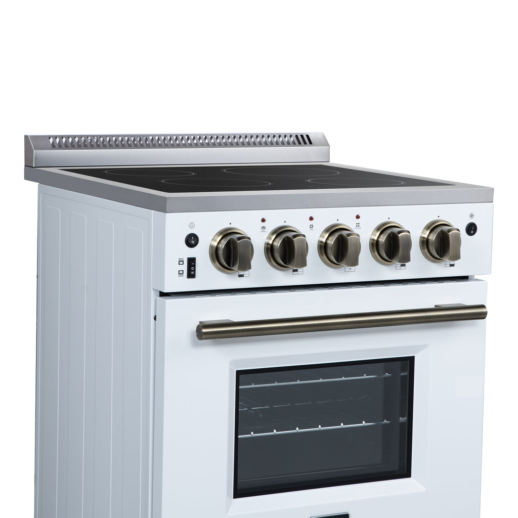 Forno Loiano 24" Freestanding Electric Range in White, 4 Elements 6,000 W Cooktop