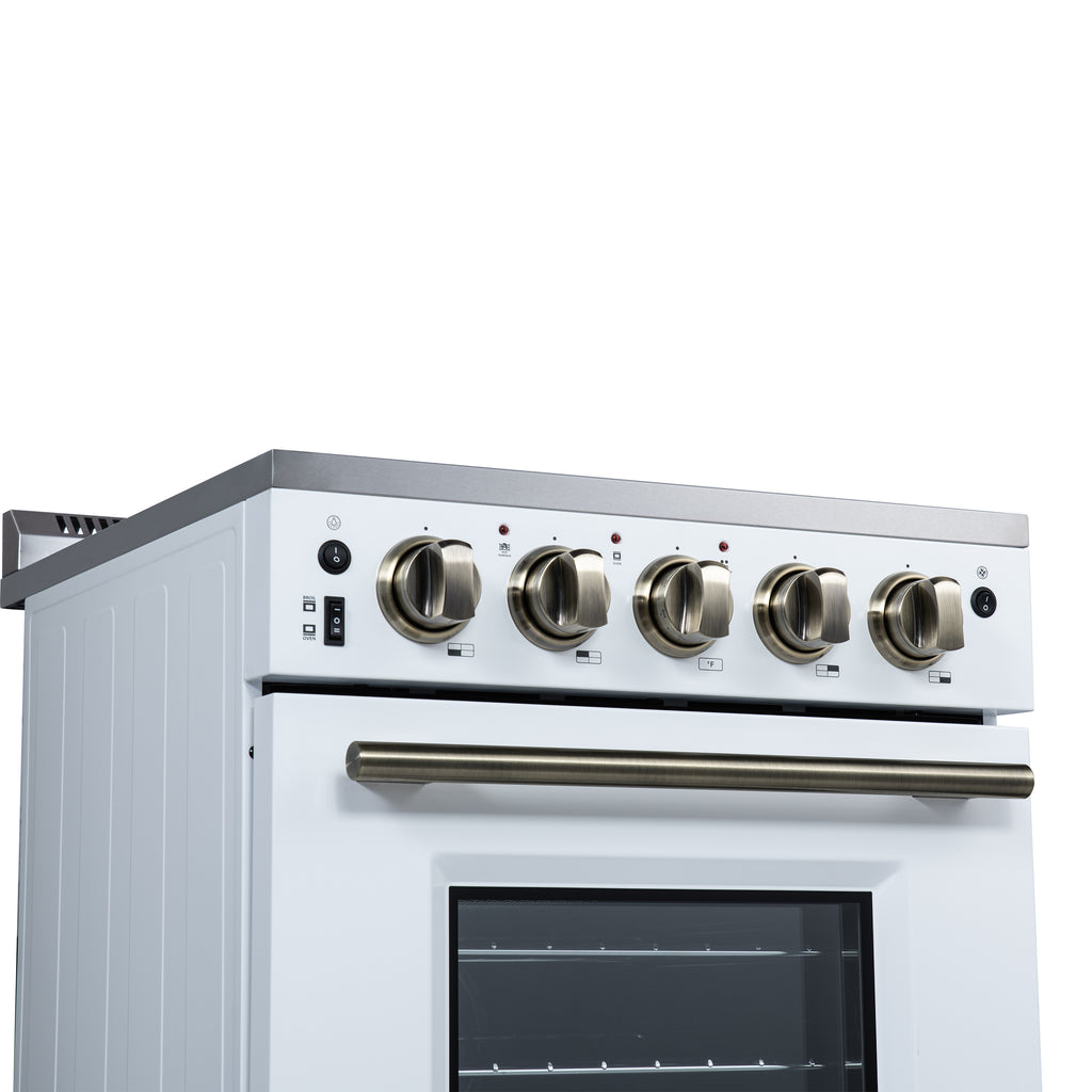 Forno Loiano 24" Freestanding Electric Range in White, 4 Elements 6,000 W Cooktop