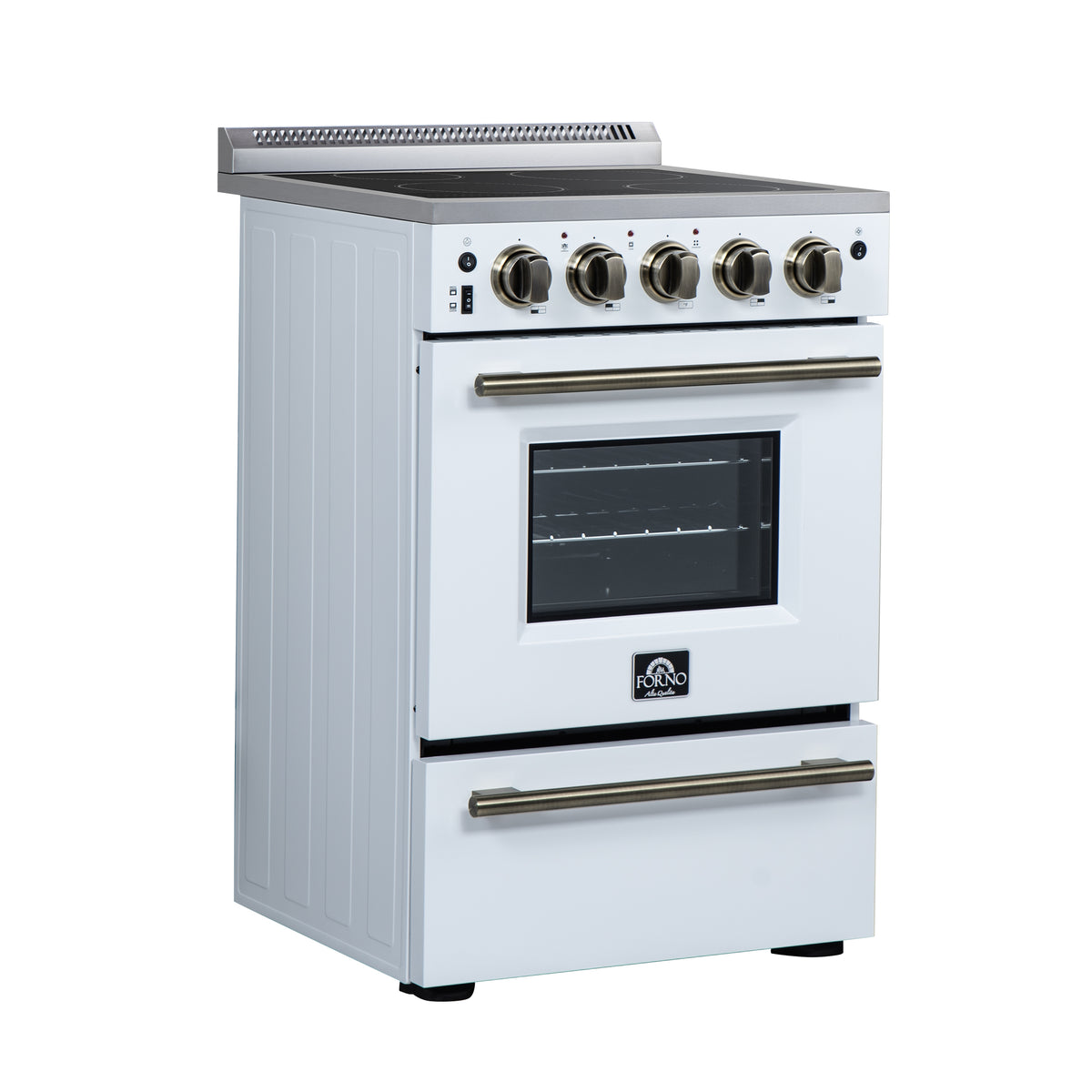 Forno Loiano 24" Freestanding Electric Range in White, 4 Elements 6,000 W Cooktop