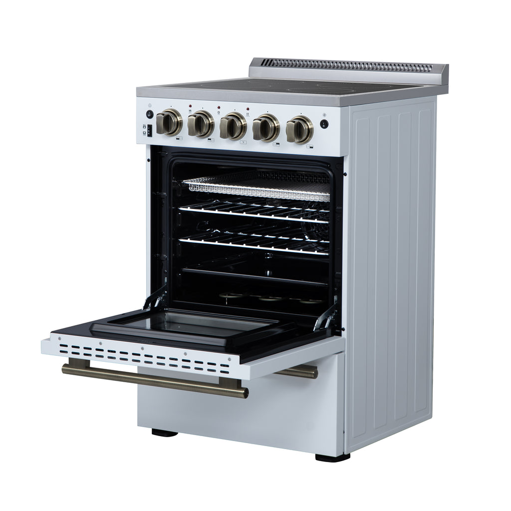 Forno Loiano 24" Freestanding Electric Range in White, 4 Elements 6,000 W Cooktop