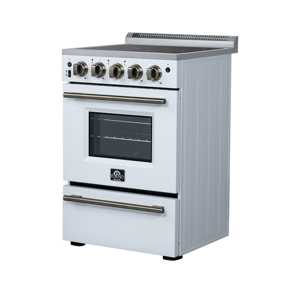 Forno Loiano 24" Freestanding Electric Range in White, 4 Elements 6,000 W Cooktop