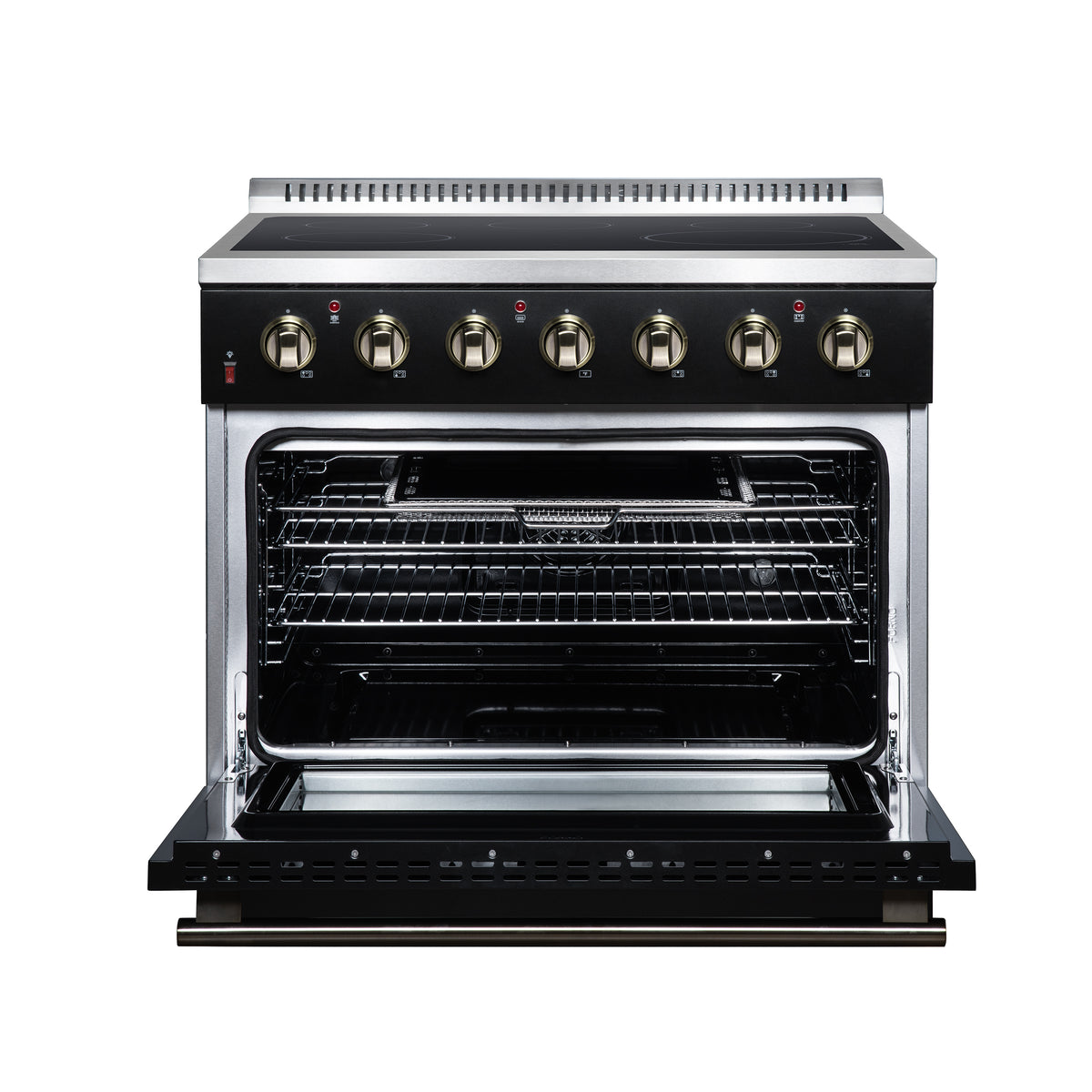 Forno Galiano 36" Freestanding Electric range, 5 radiant burners, 5.36 cf. True Convection oven, Air fryer kit