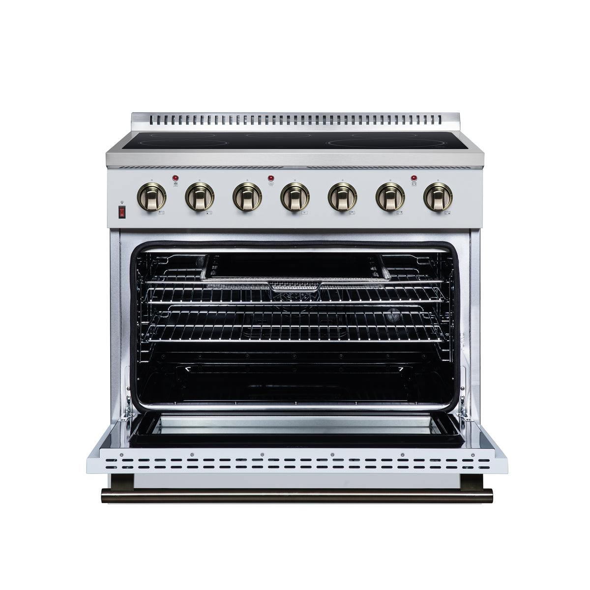 Forno Galiano 36" Freestanding Electric range, 5 radiant burners, 5.36 cf. True Convection oven, Air fryer kit
