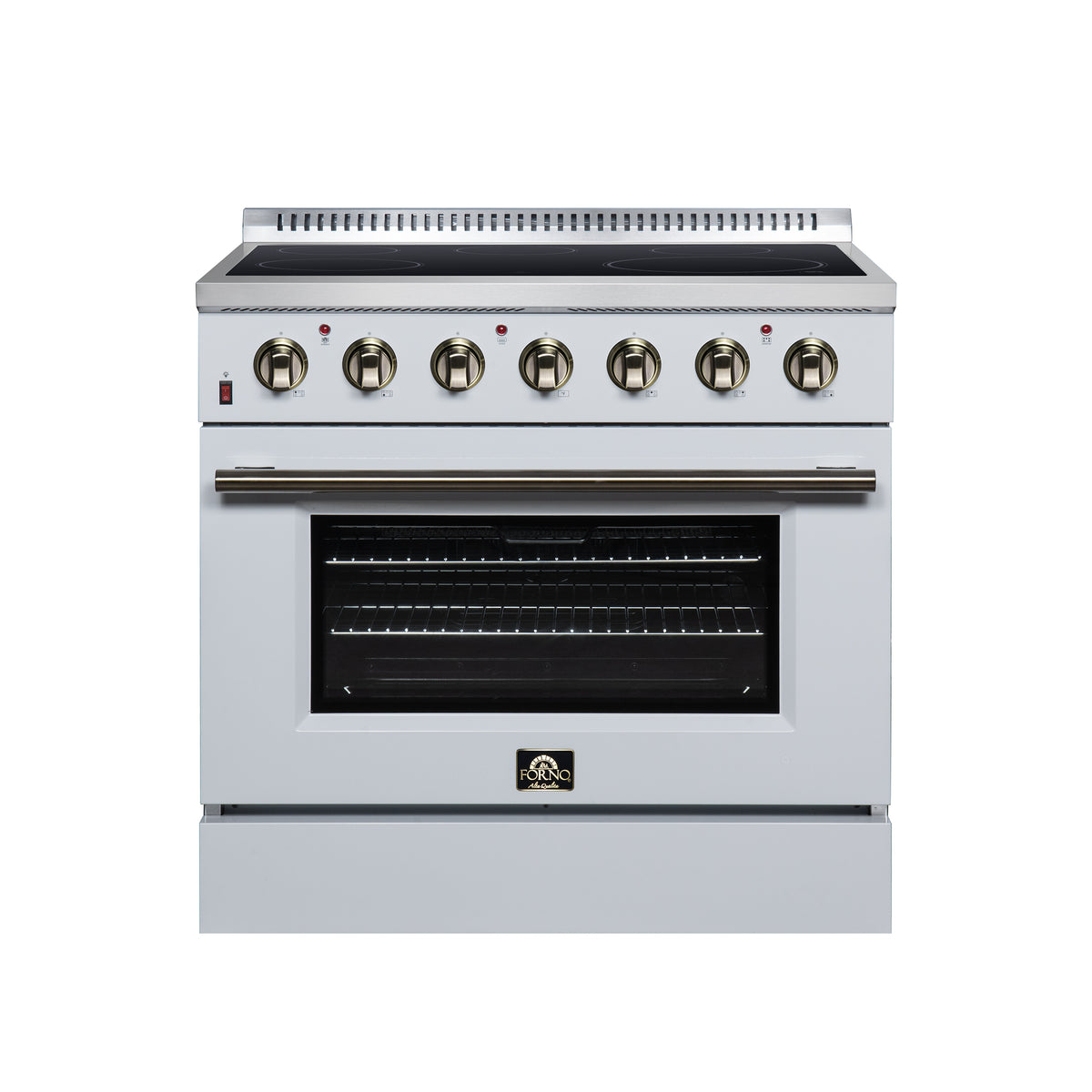 Forno Galiano 36" Freestanding Electric range, 5 radiant burners, 5.36 cf. True Convection oven, Air fryer kit