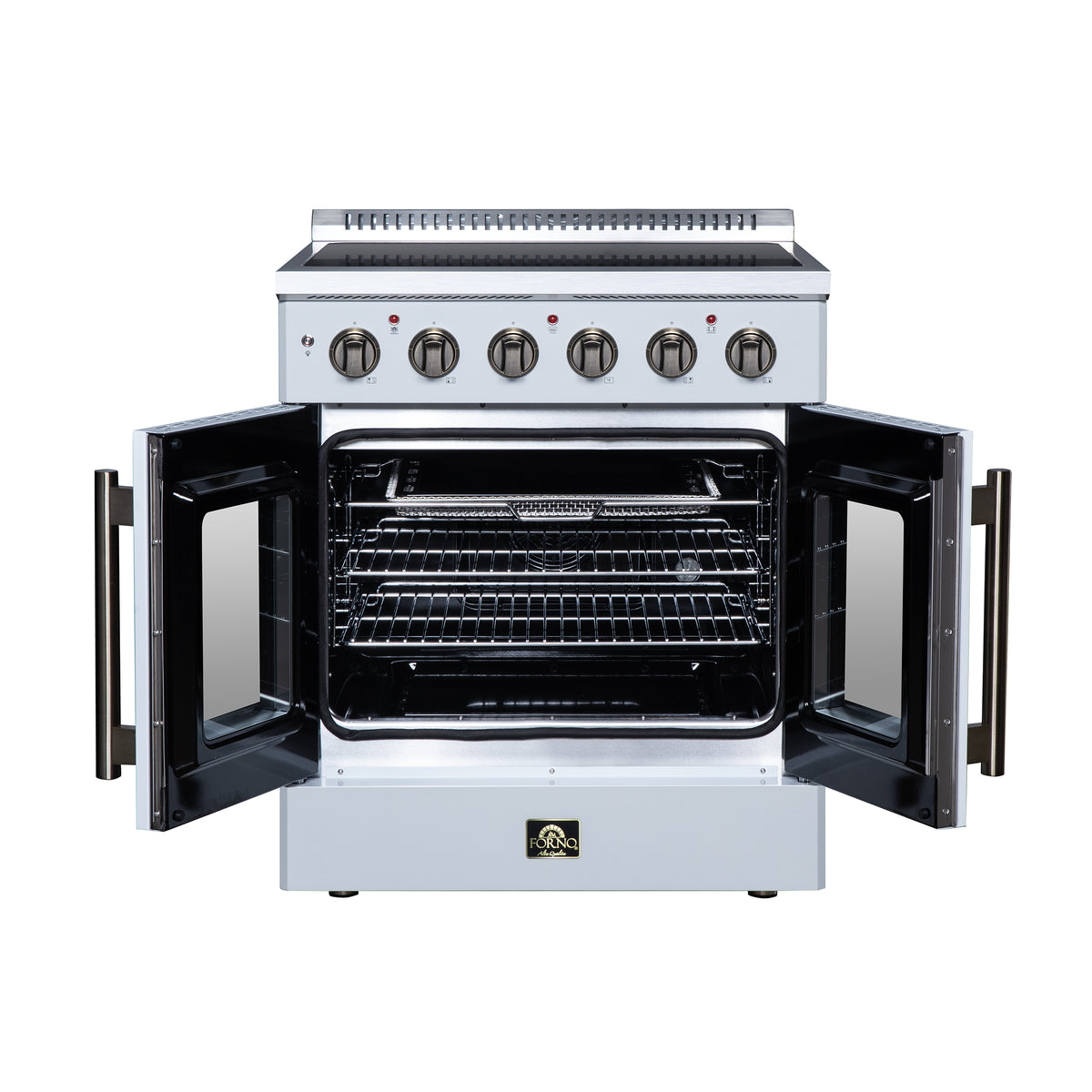 Forno Galiano 30" French Door Electric range, 4 radiant burners, 4.32 cf. True Convection oven, Air fryer kit