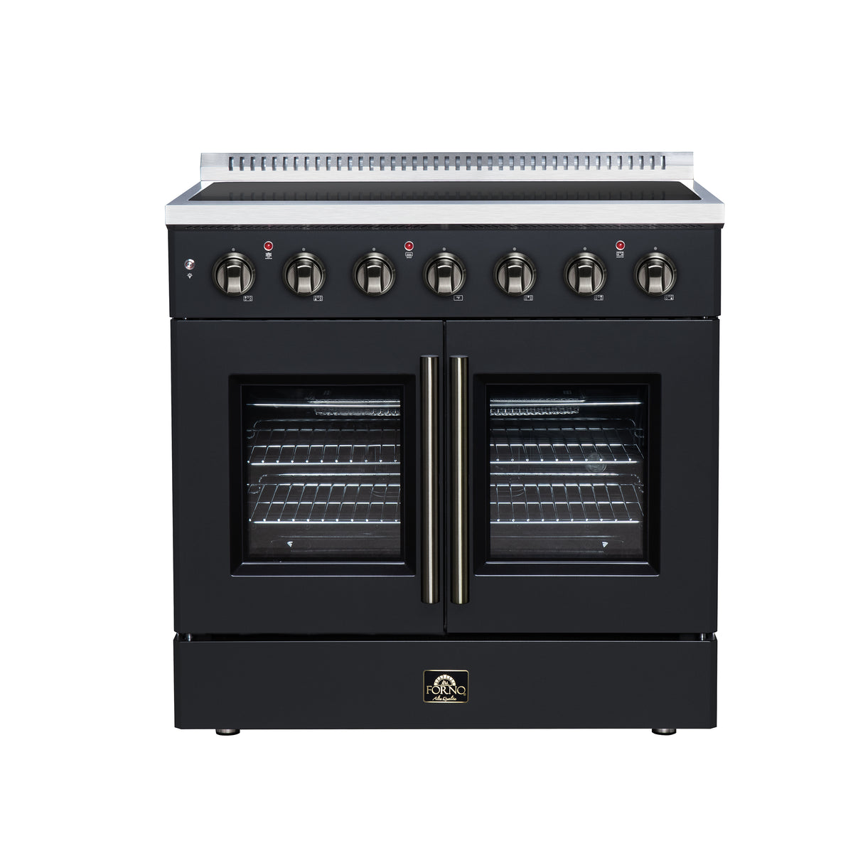 Forno Galiano 36" French Door Electric range, 5 radiant burners, 5.36 cf. True Convection oven, Air fryer kit