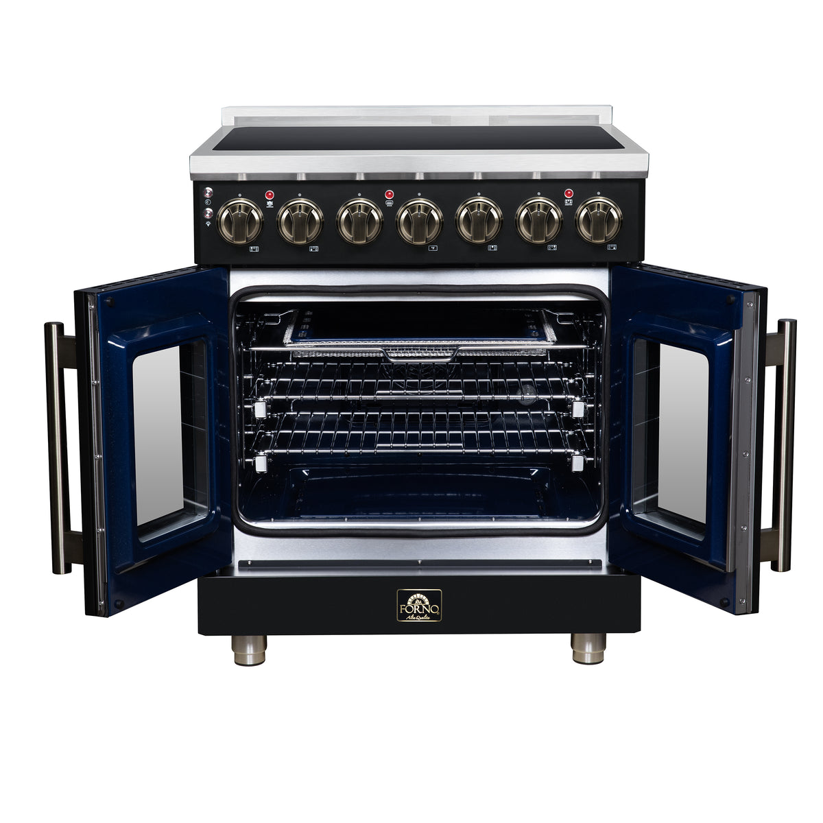Forno Massimo 30" French Door Electric range, 5 radiant burners, 4.32 cf. True Convection oven, Air fryer kit