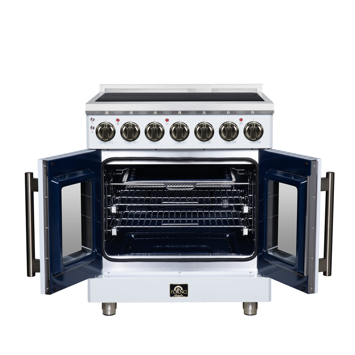 Forno Massimo 30" French Door Electric range, 5 radiant burners, 4.32 cf. True Convection oven, Air fryer kit