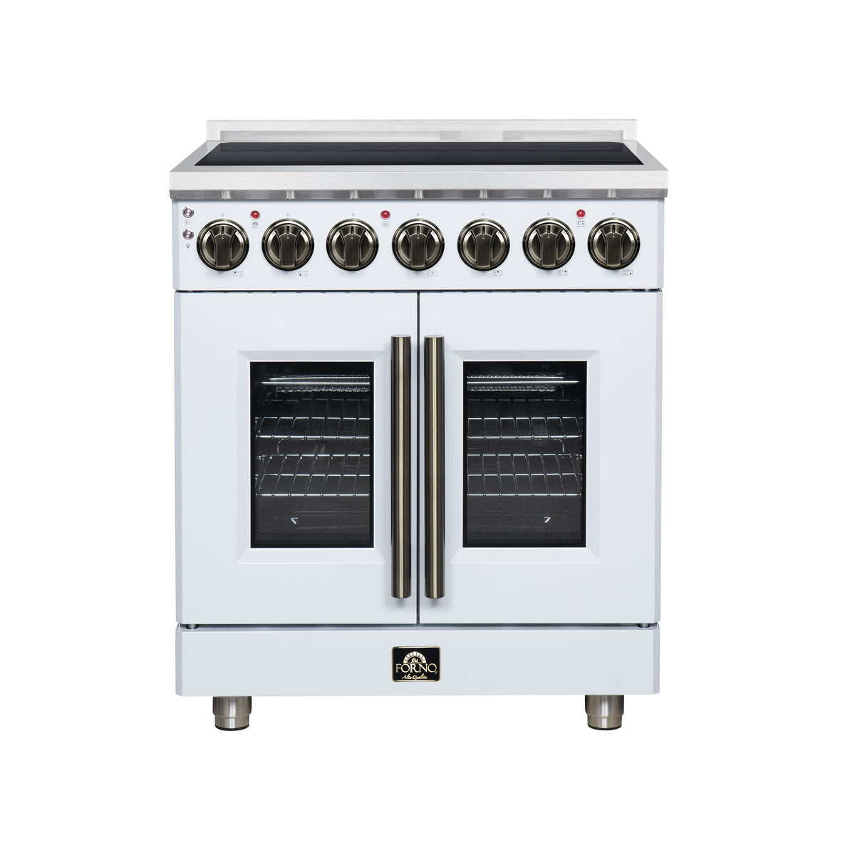 Forno Massimo 30" French Door Electric range, 5 radiant burners, 4.32 cf. True Convection oven, Air fryer kit