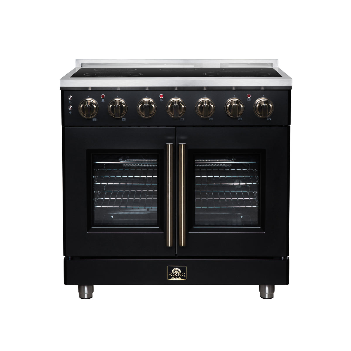Forno Massimo 36" French Door Electric range, 5 radiant burners, 5.36 cf. True Convection oven, Air fryer kit