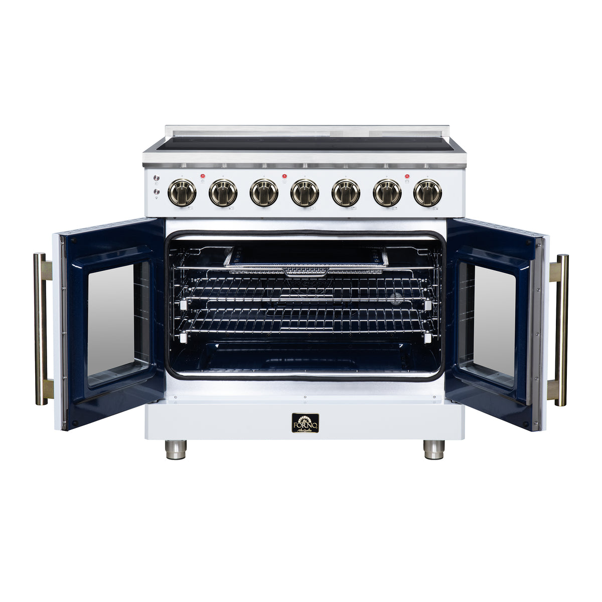Forno Massimo 36" French Door Electric range, 5 radiant burners, 5.36 cf. True Convection oven, Air fryer kit
