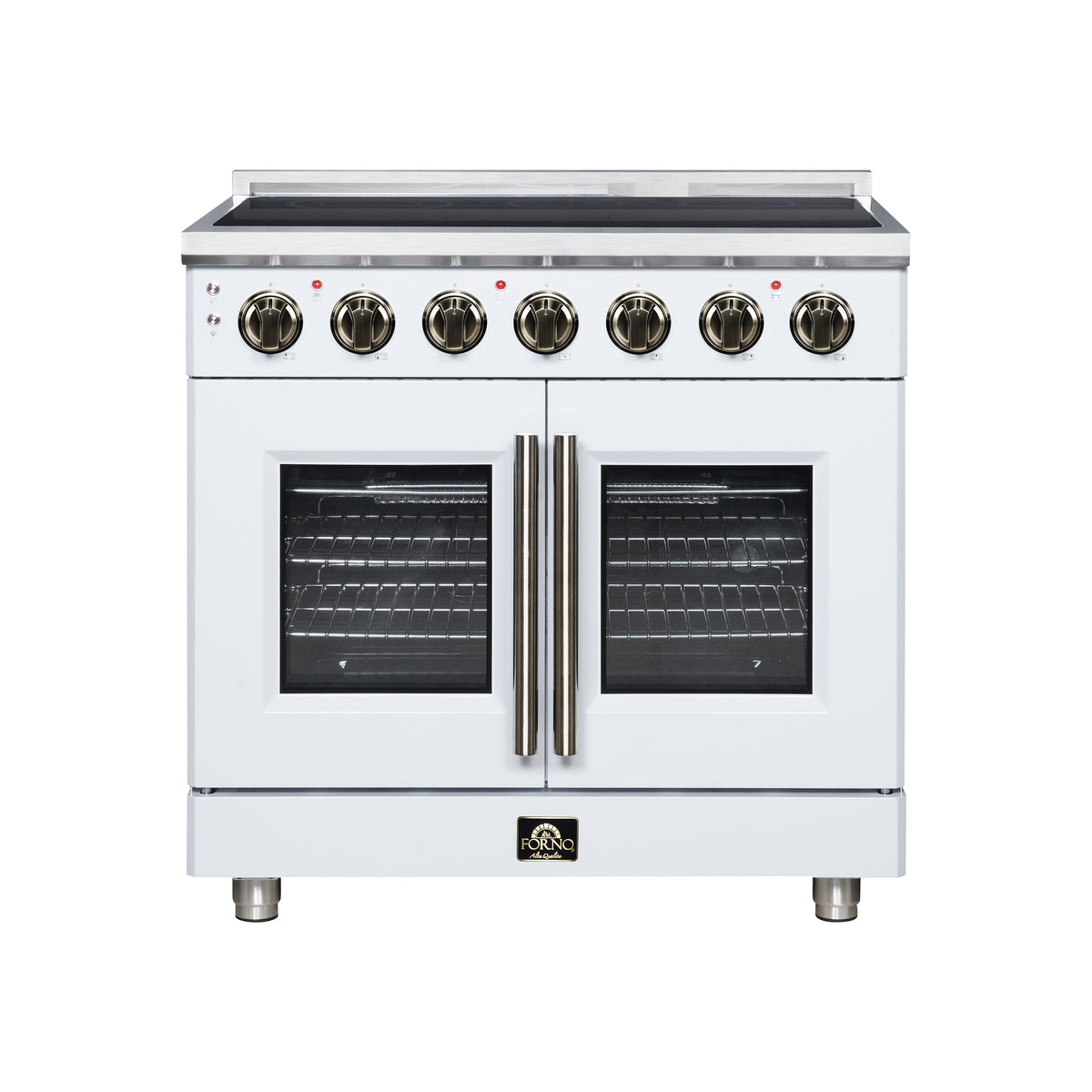 Forno Massimo 36" French Door Electric range, 5 radiant burners, 5.36 cf. True Convection oven, Air fryer kit